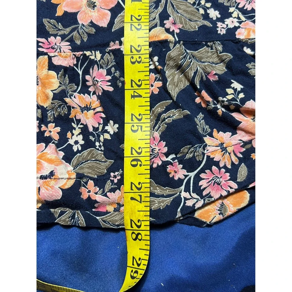 Old Navy Girls Floral Dress Navy Blue Peach Pink Ruffle Hem Size L 10-12